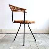 Chaise vintage en rotin par Dirk van Sliedregt pour Gebroeders Jonkers Noordwolde