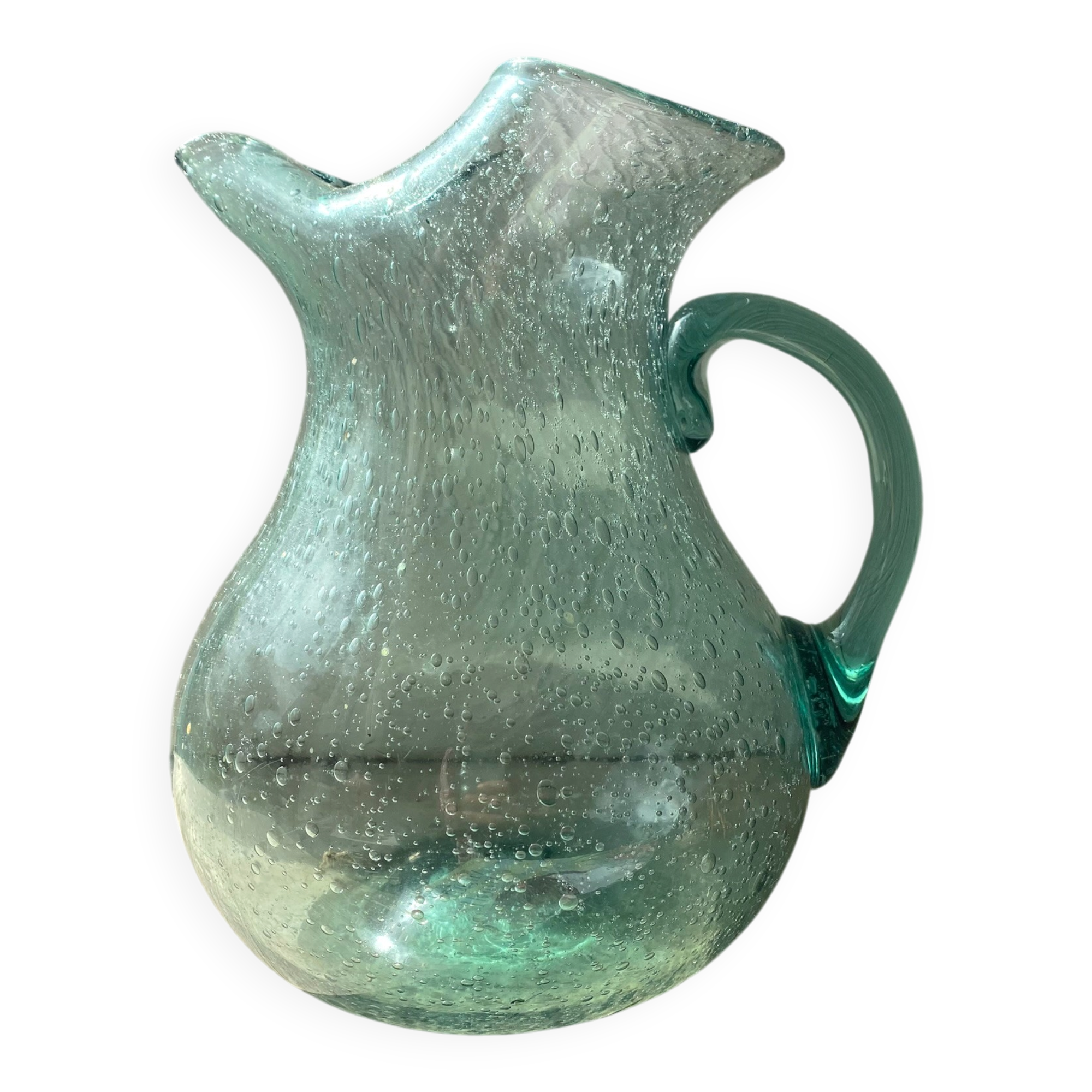 Pichet en verre  soufflé bullé  H24 cm