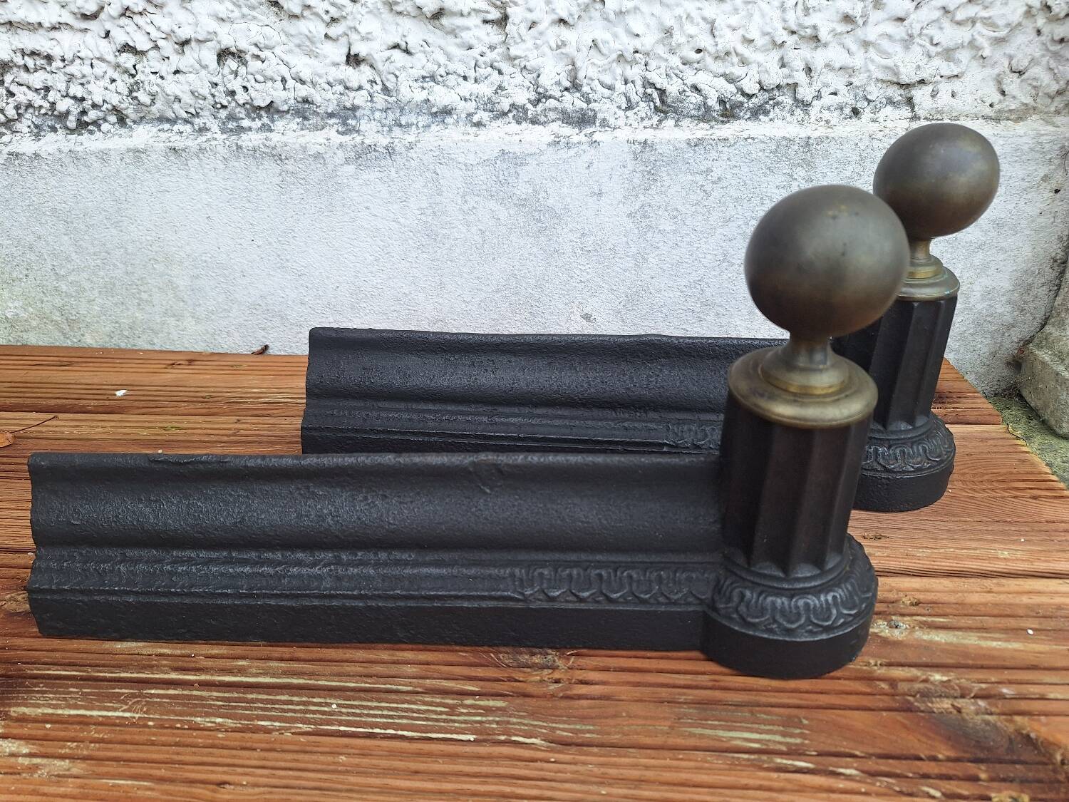 Napoleon III Cast Iron and Brass Andirons