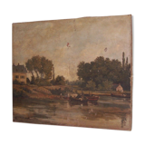 Oil on ancient canvas