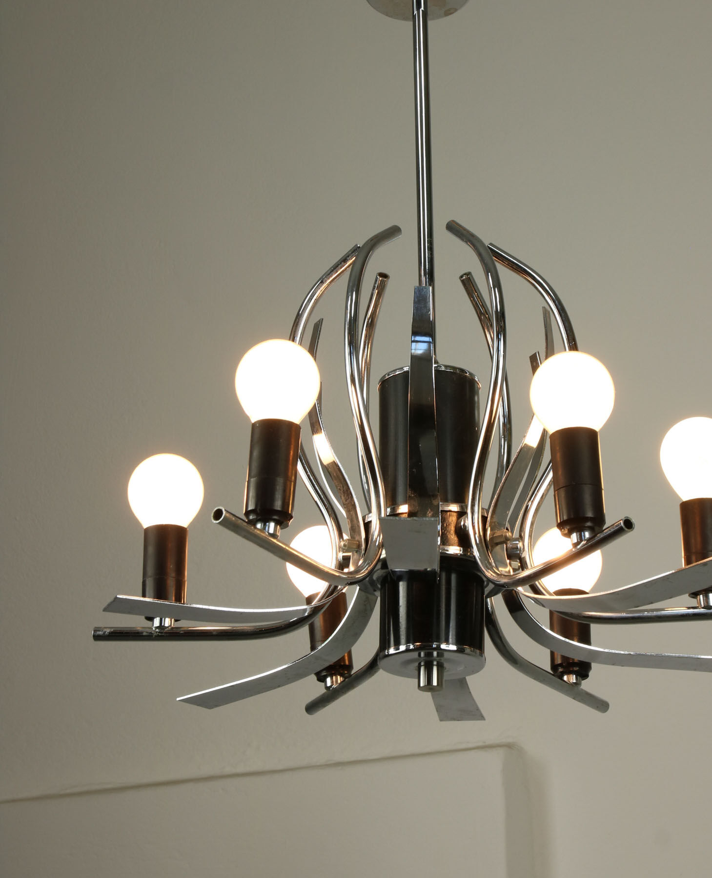 Vintage chrome swan shaped chandelier, 70