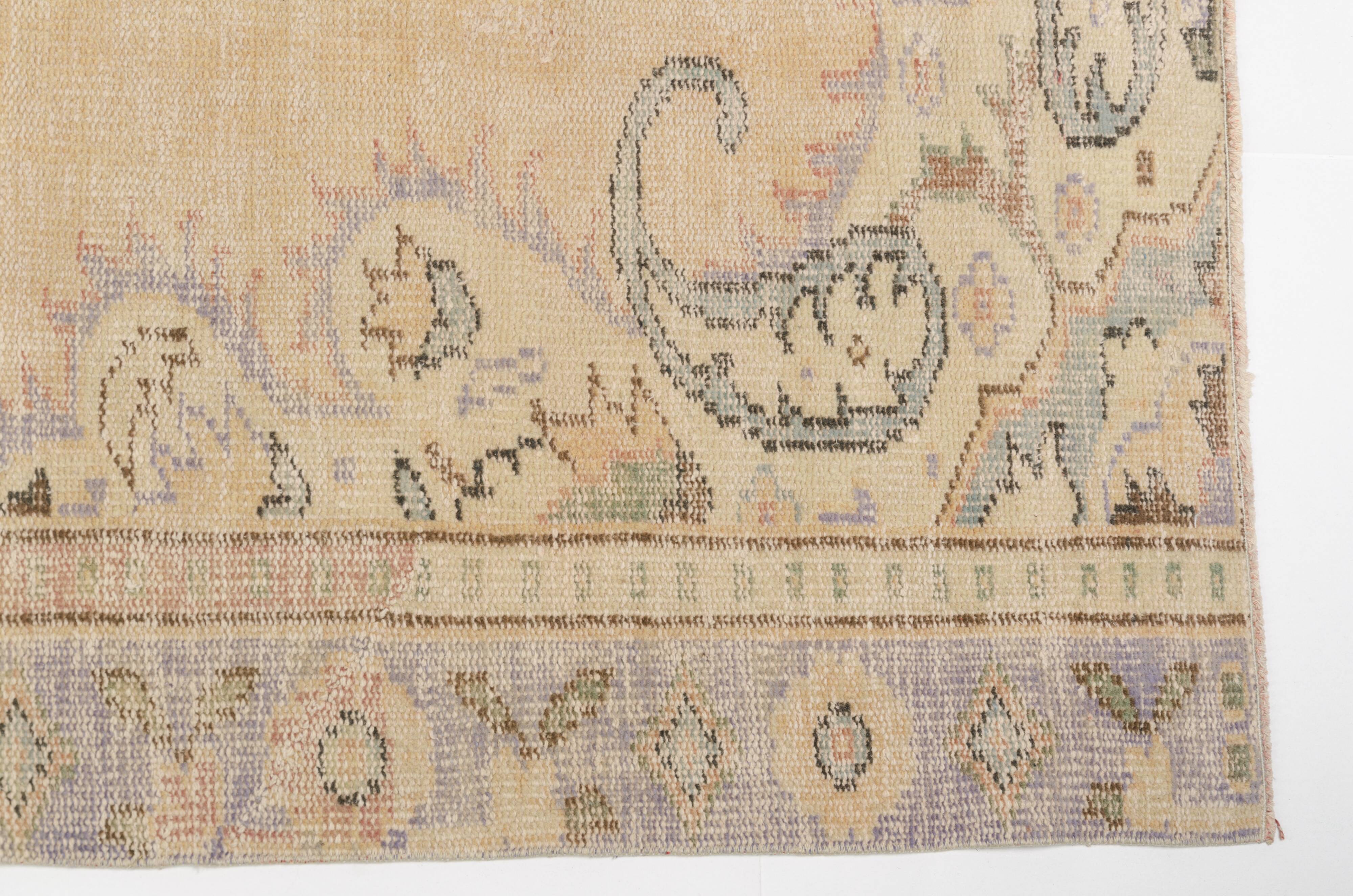 Floral Oushak Vintage Area Carpet