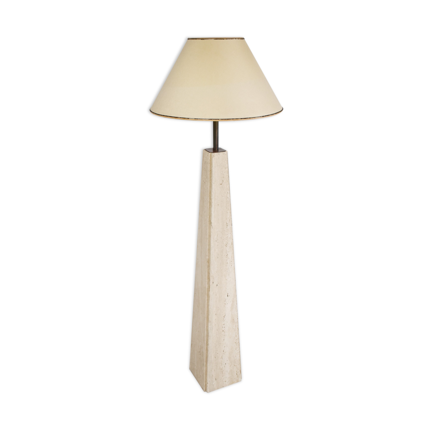 Conical travertine and brass floor lamp, 1970s by Camille Breesch
