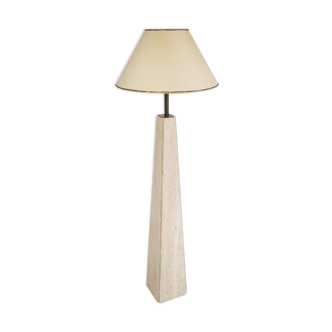 Conical travertine and brass floor lamp, 1970s by Camille Breesch
