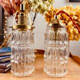 Walking lamp suspension tulip vintage pressed glass 70s