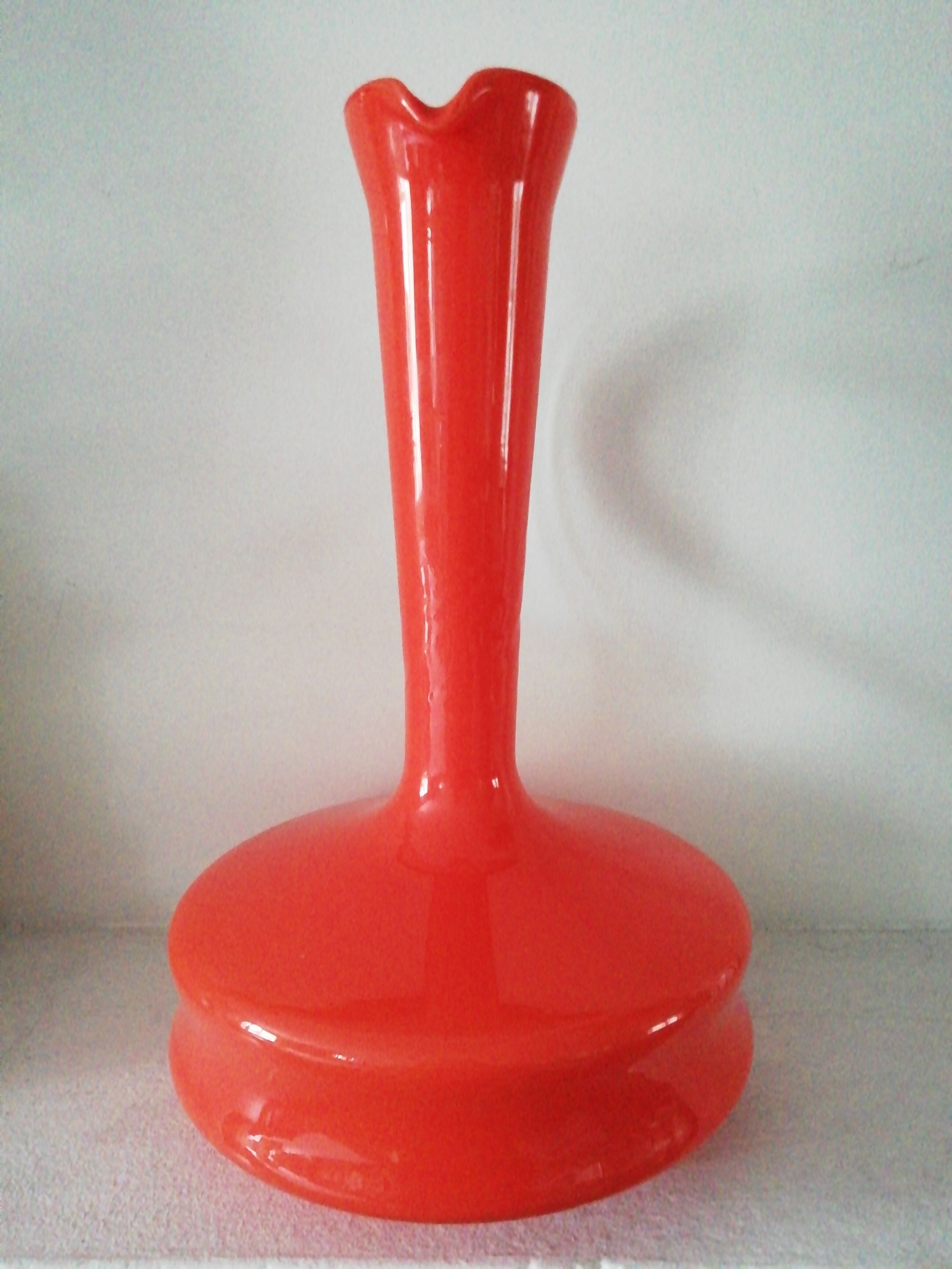 Vase, pichet verre Empoli orange année 70