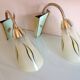 Paire d'appliques  en laiton et verre cornet / vintage années 50-60