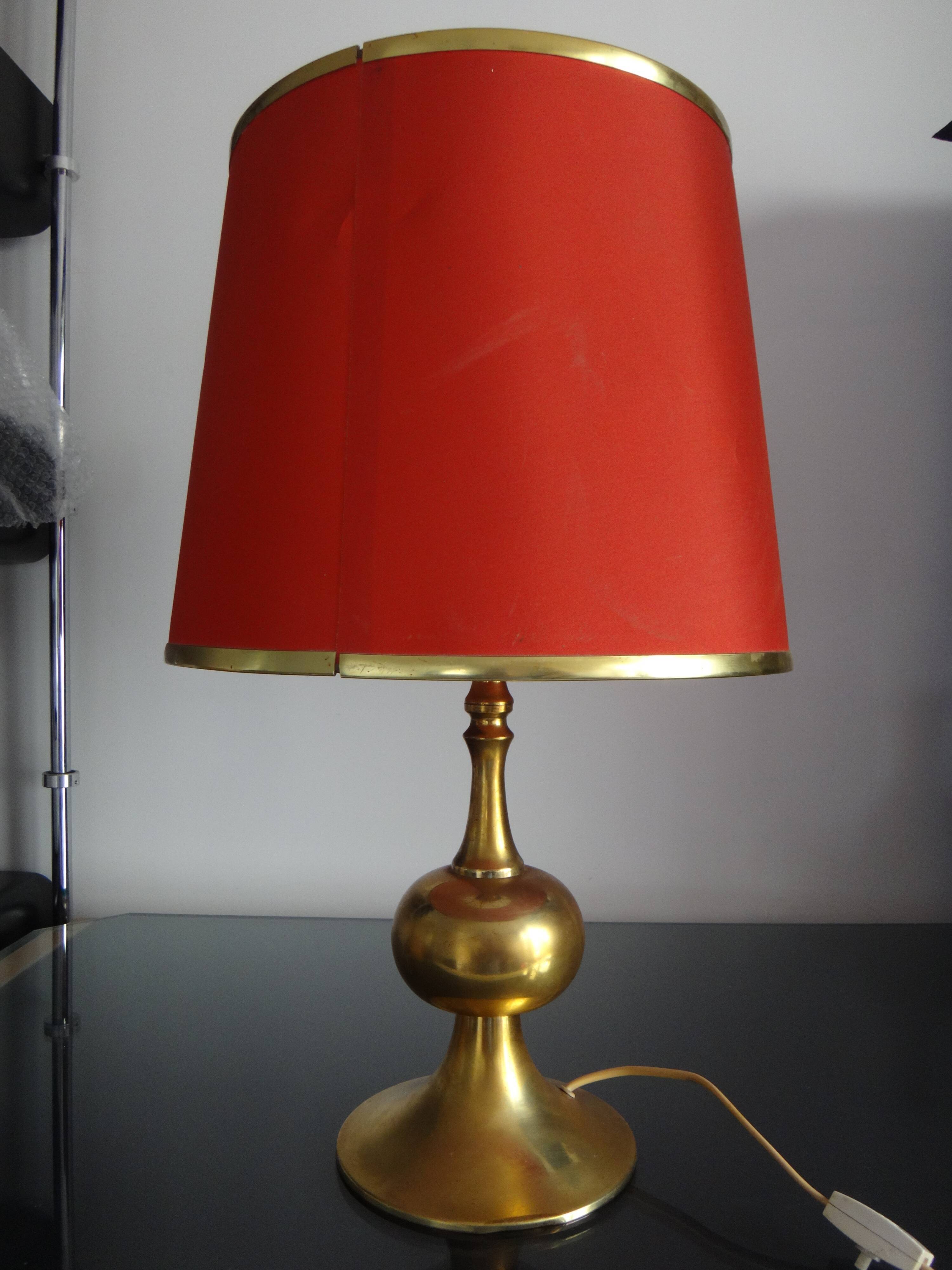Gold table lamp design Barbier tulip 1970 designer
