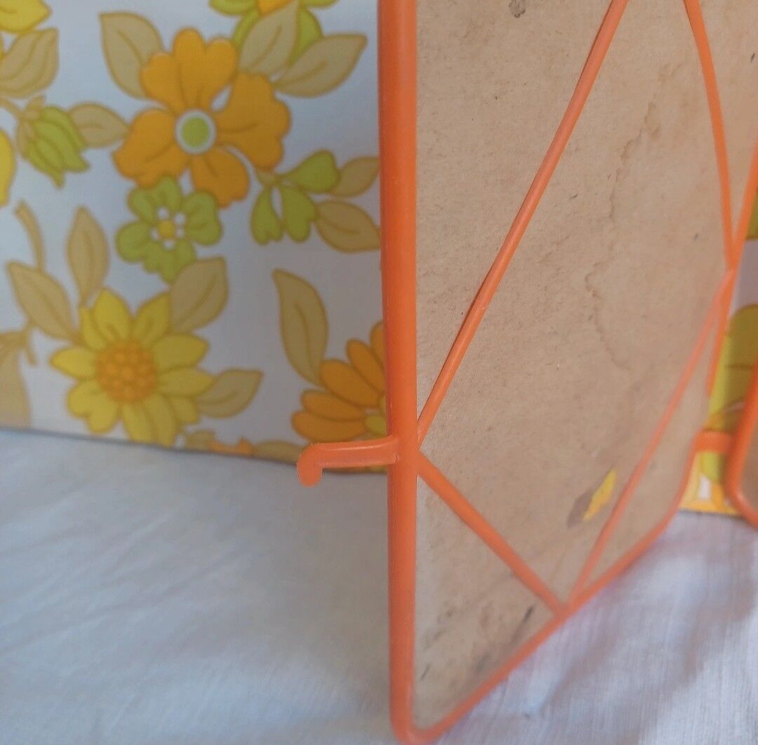 Vintage tryptic barber mirror orange 70s