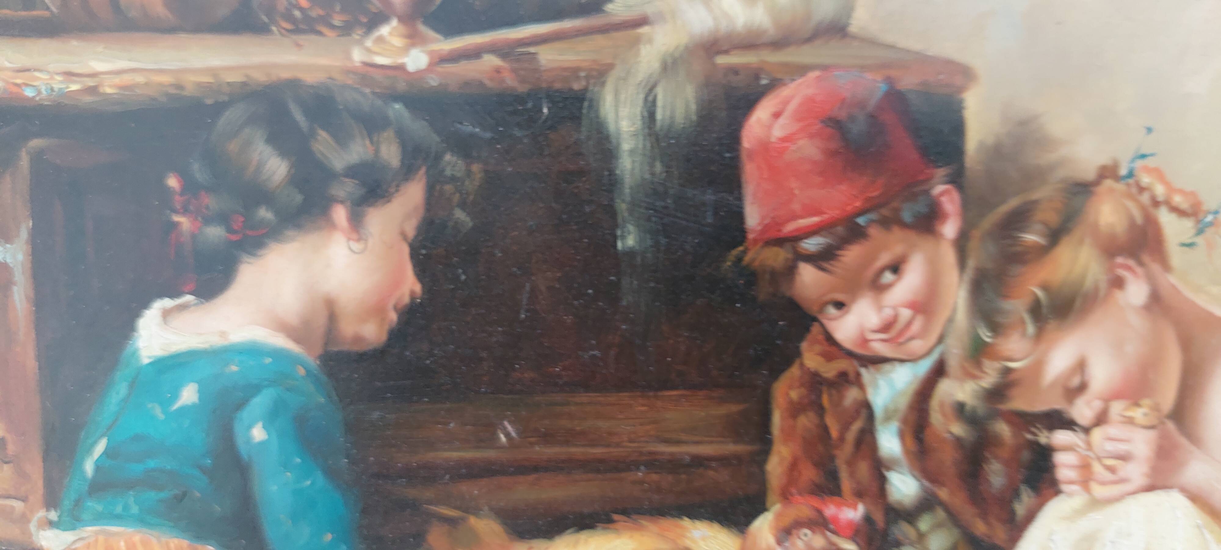 Old oil painting on panel