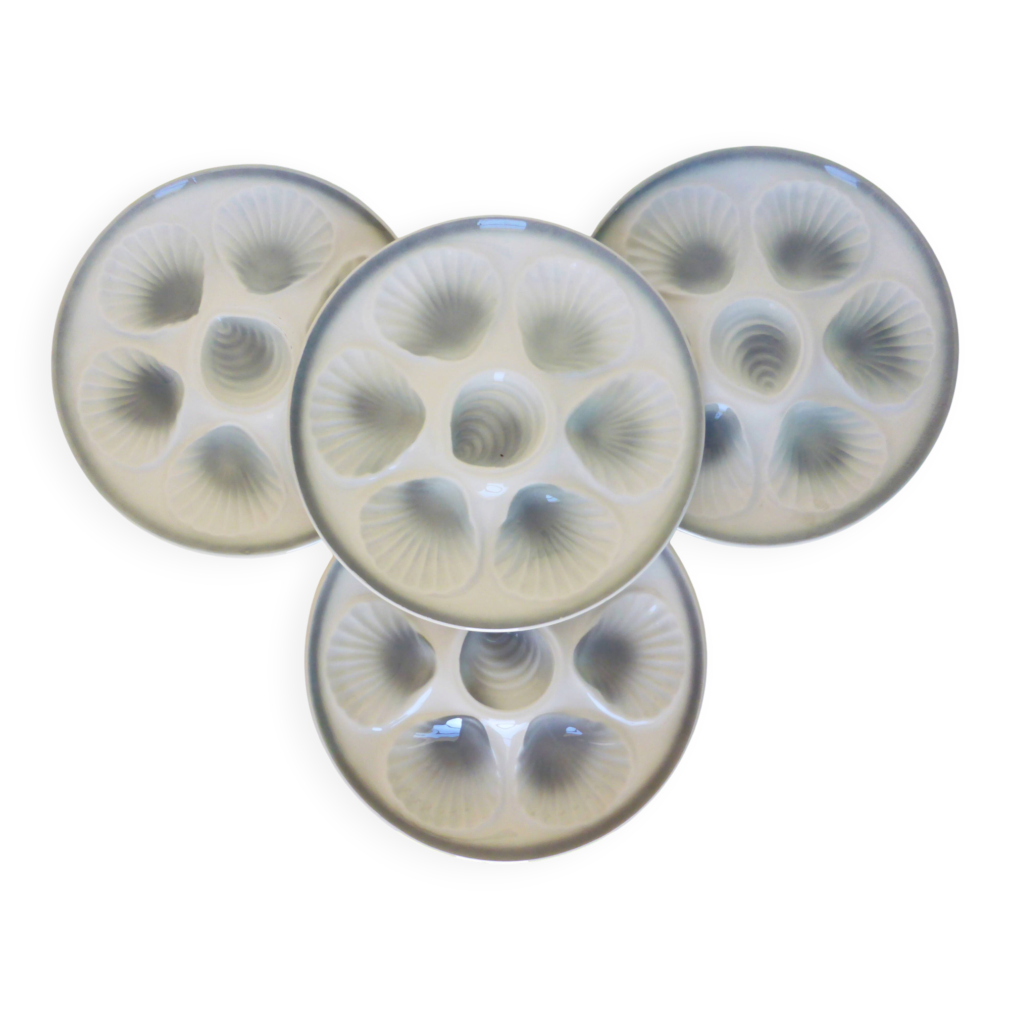 4 vintage oyster plates Moulin des Loups in porcelain 2106172