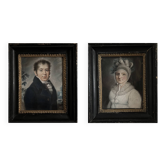 Paire de portraits au pastel