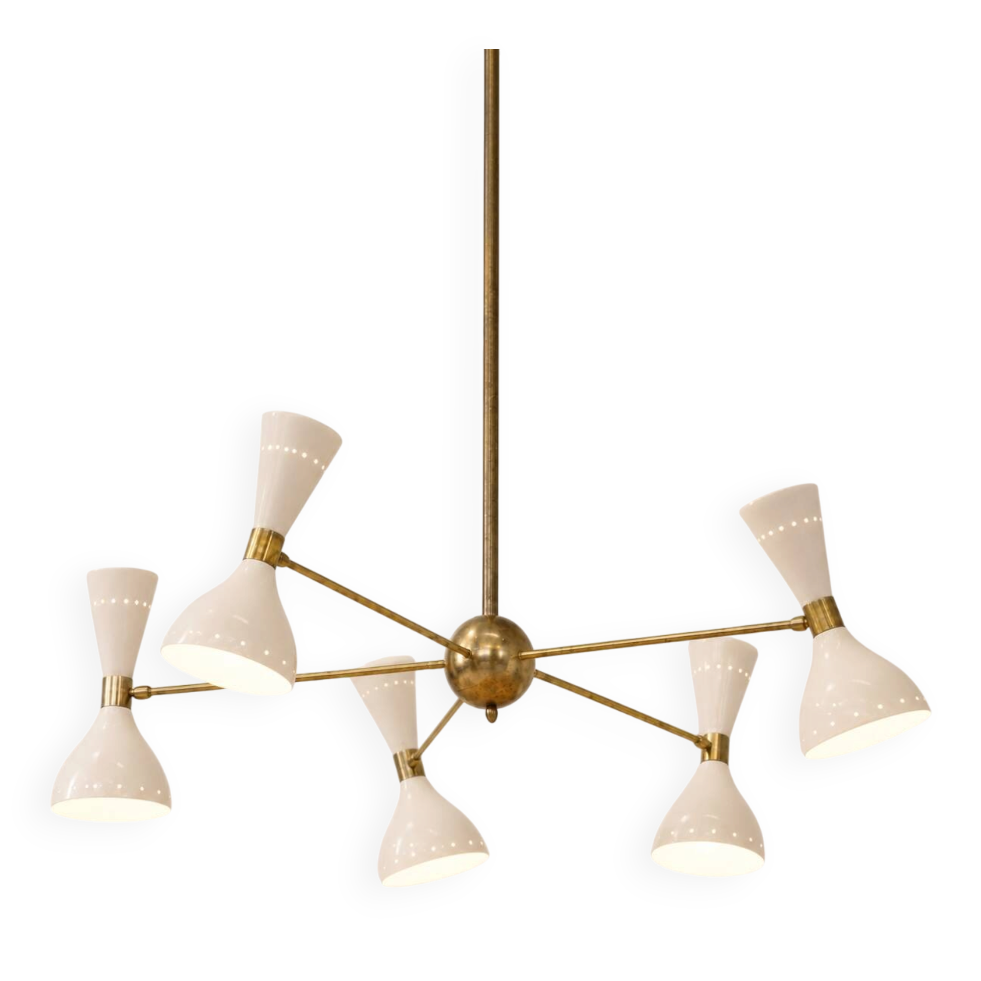 Italian chandelier in 1950s style - 5 arms and 10 lights - ceiling light