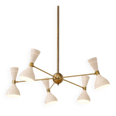 Italian chandelier in 1950s style - 5 arms and 10 lights - ceiling light