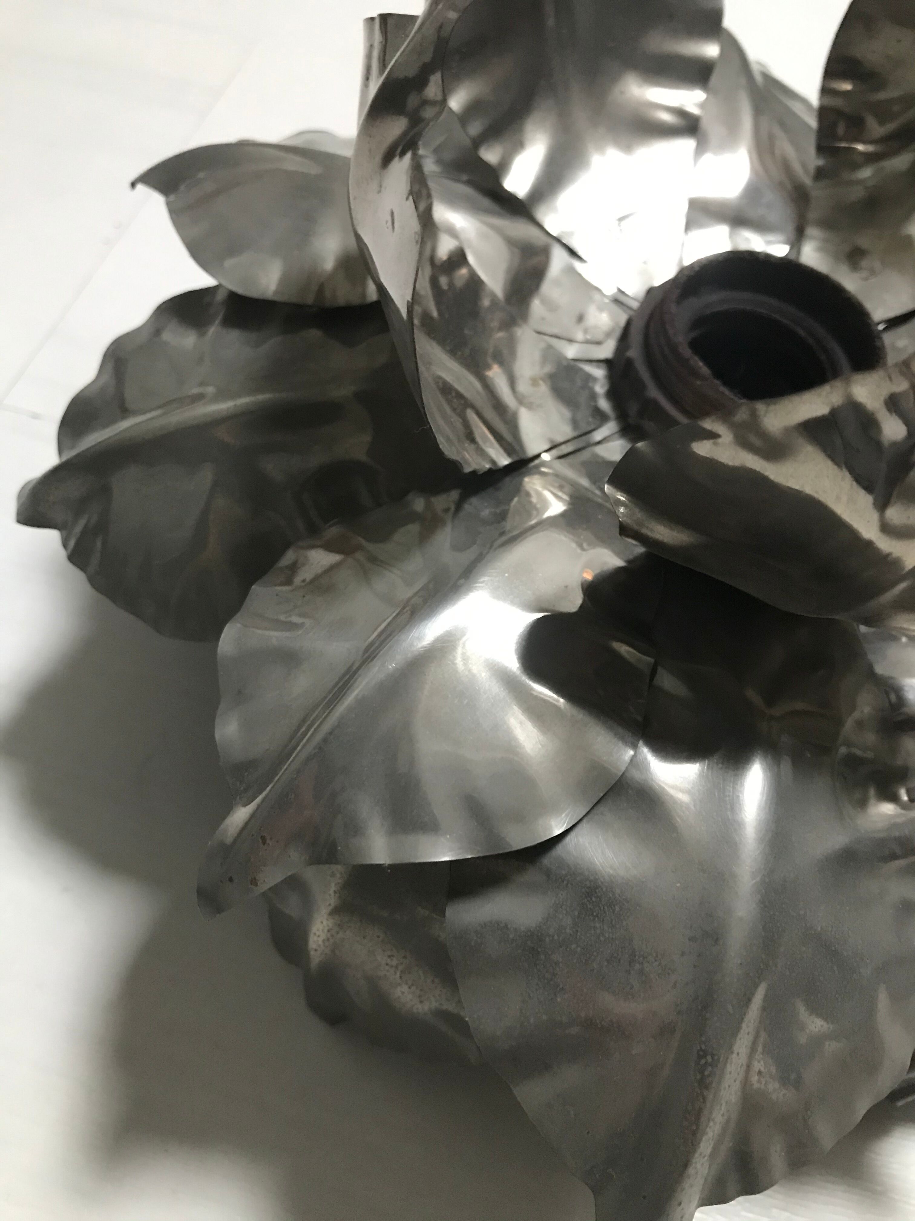 Silver sconce metal flower from the 70's