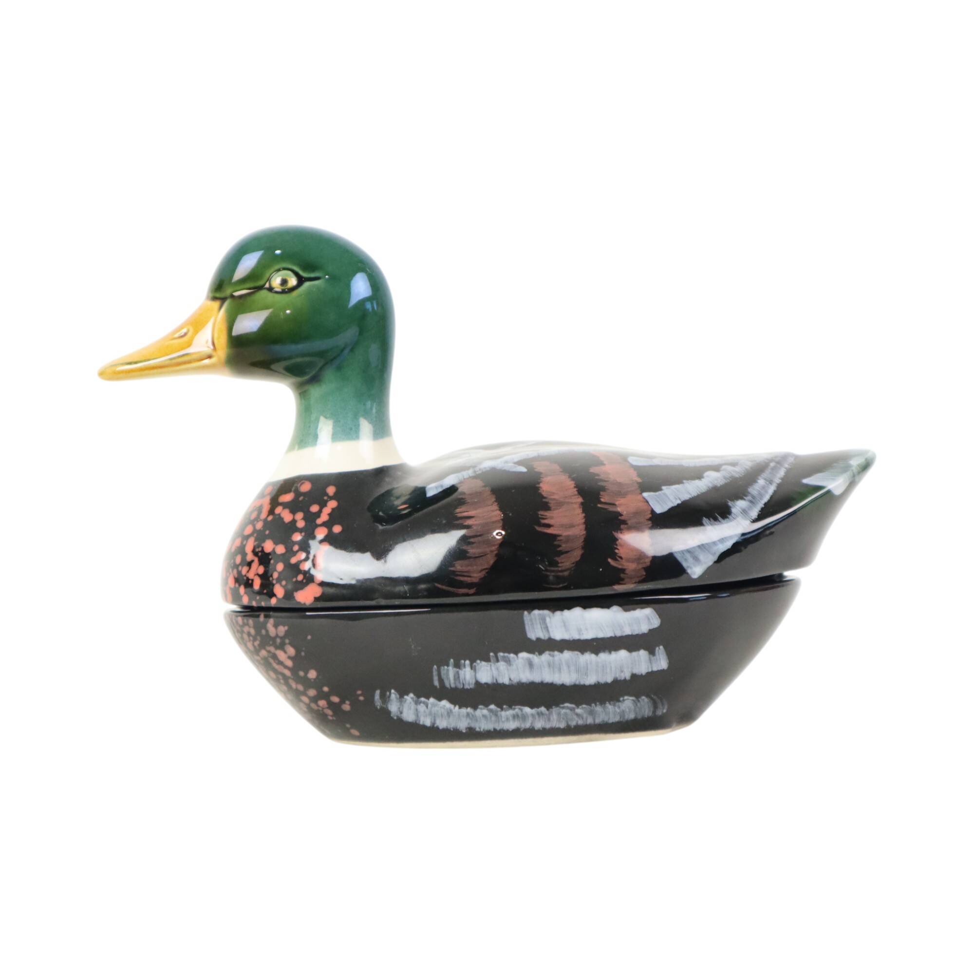 Sixties Michel Caugant Duck Terrine Pate Mold Glazed Earthenware