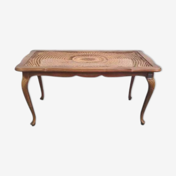 Table basse chippendale rotin