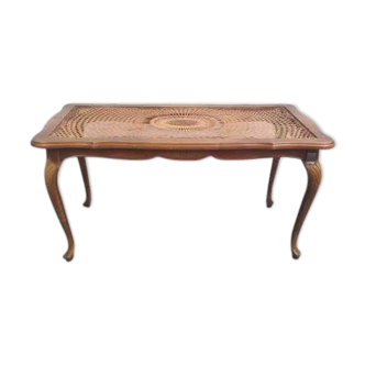 Table basse chippendale rotin