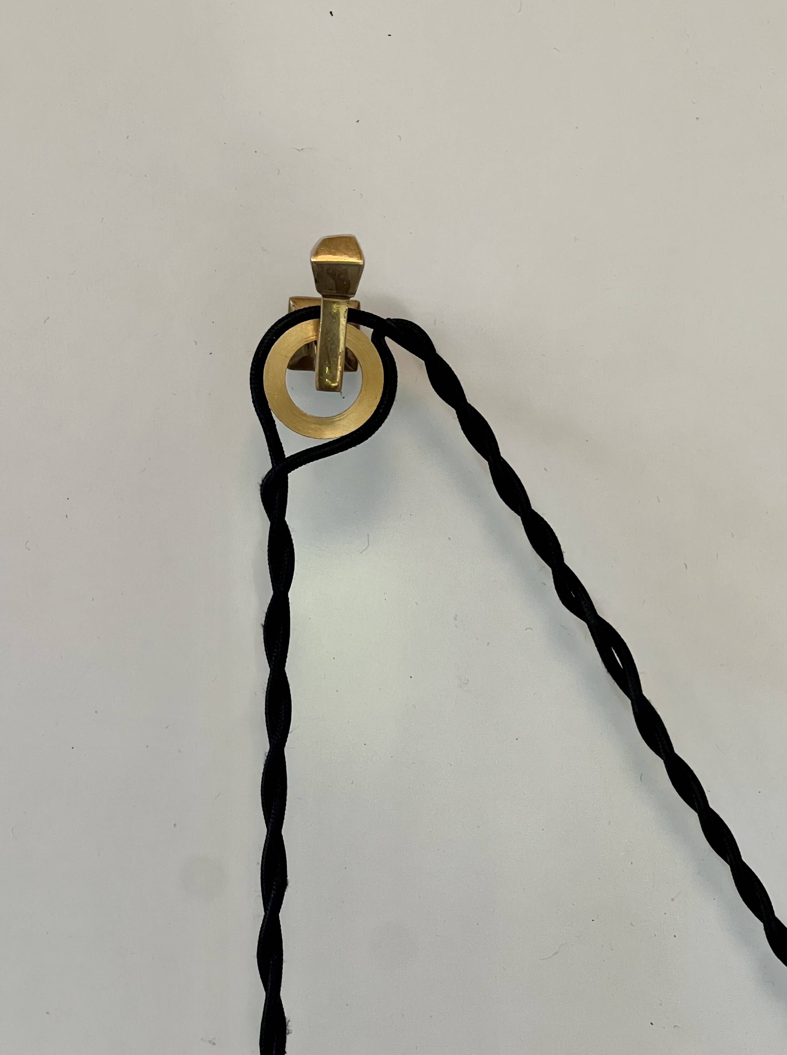 Industrial Holophane glass portable lamp with brass hook