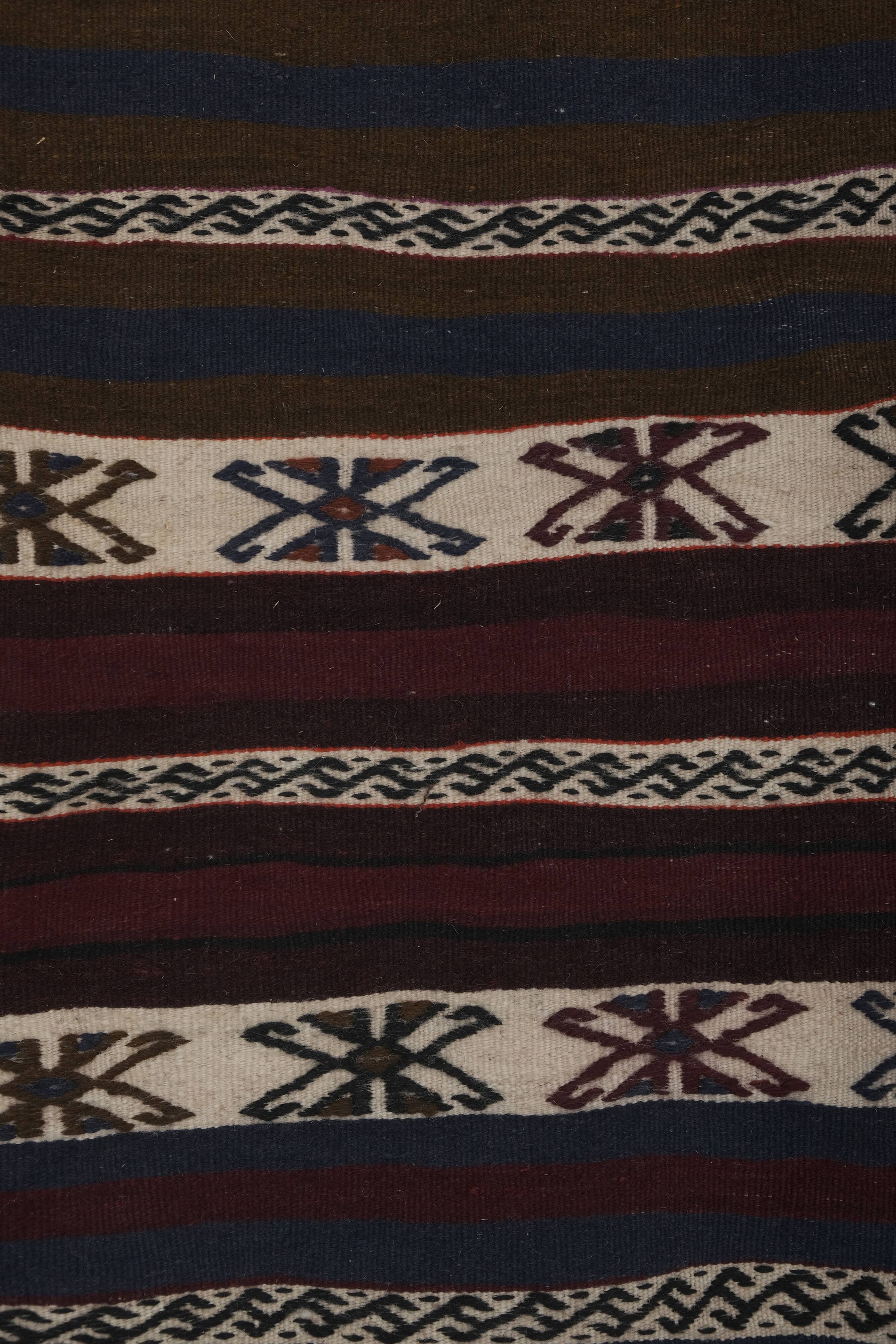Early 20th Century Gabbeh Stair Kilim Runner with Horizontal Stripe