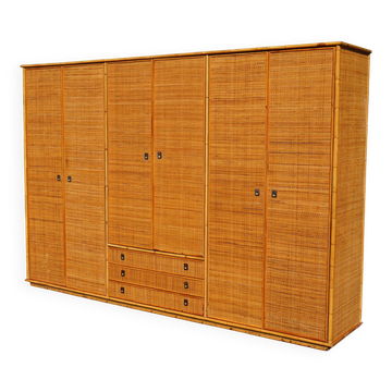 Large rattan and bamboo wardrobe by Dal Vera Italy