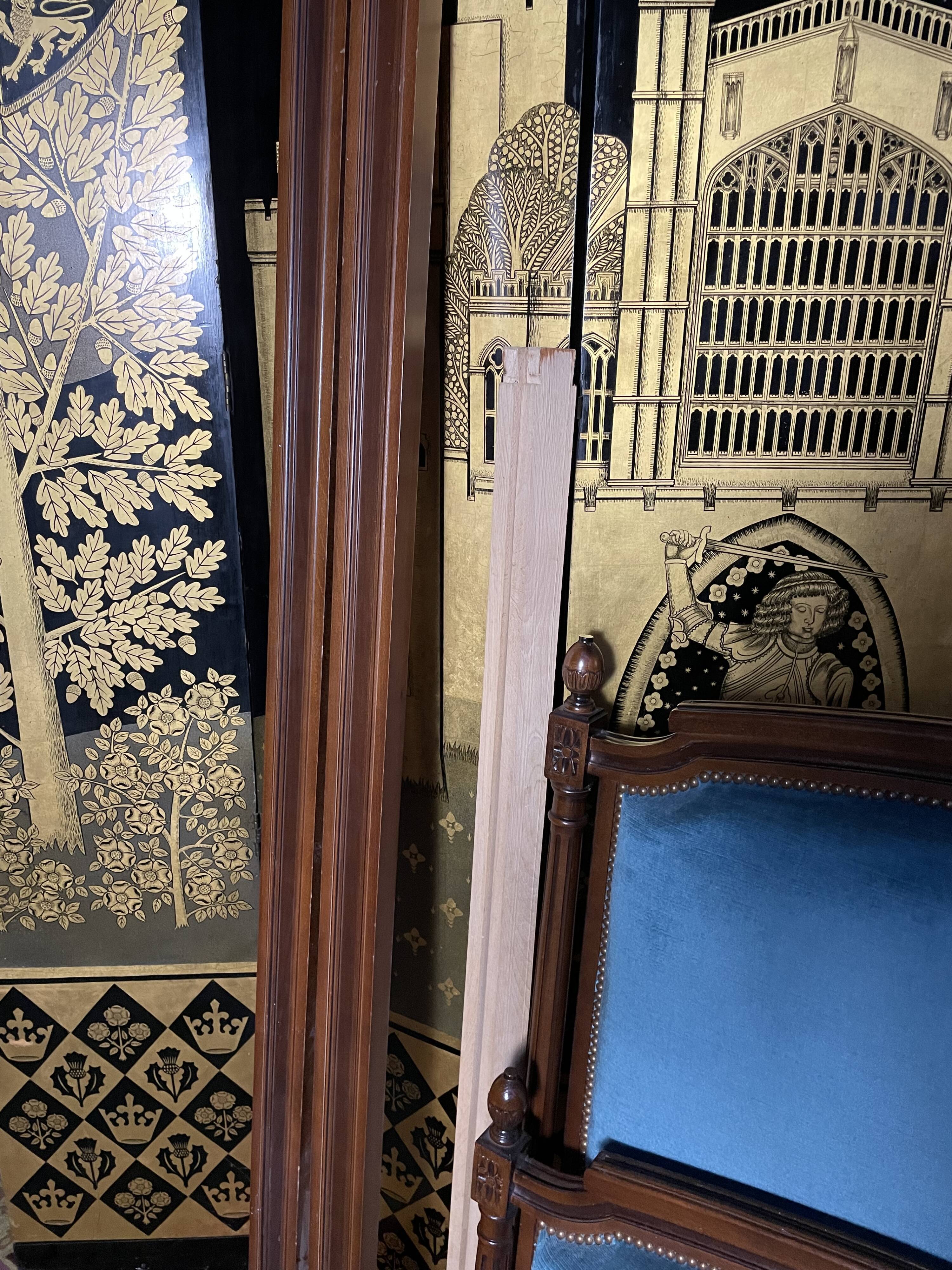 Louis XVI style bed blue velvet