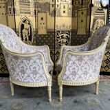 Pair of shepherdess armchairs in Louis XVI 1900 style