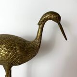 Sculpture subject vintage heron bird in brass