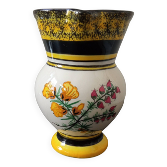 Small carafe pitcher vase broom & heather Henriot Quimper