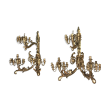 Paire d’appliques monumentales en bois doré