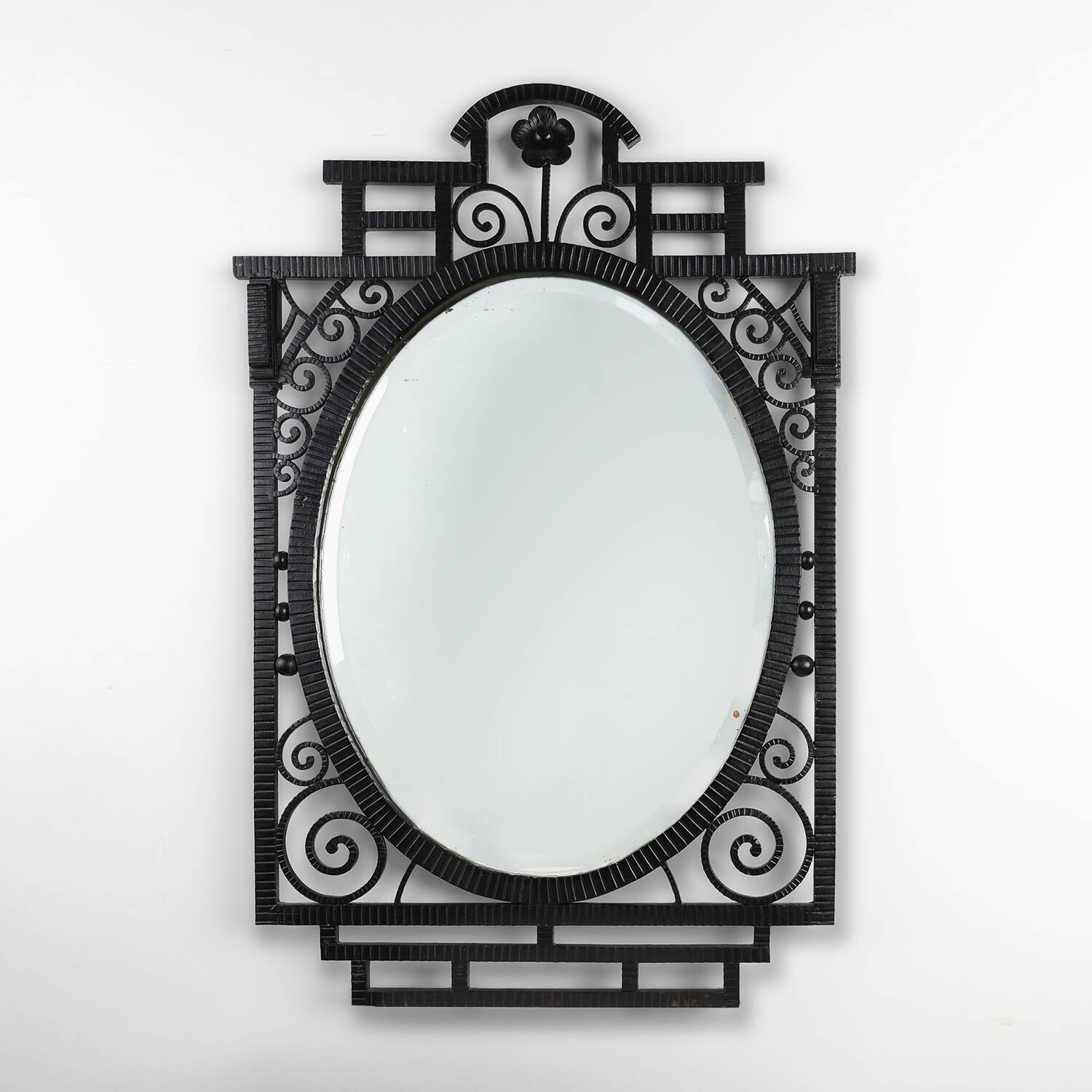Art Deco Wrought Iron Mirror, France, 1925