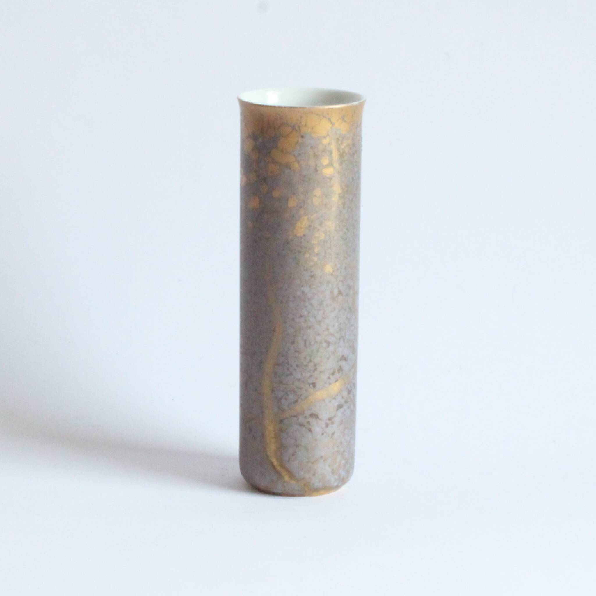 Vase cylindre doré par H.Drexler pour Rosenthal, 1970