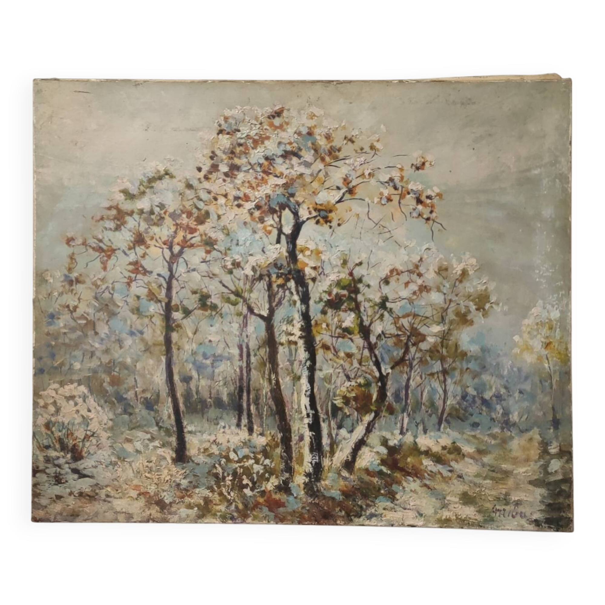 HST painting under snowy woods by Roland Arribas