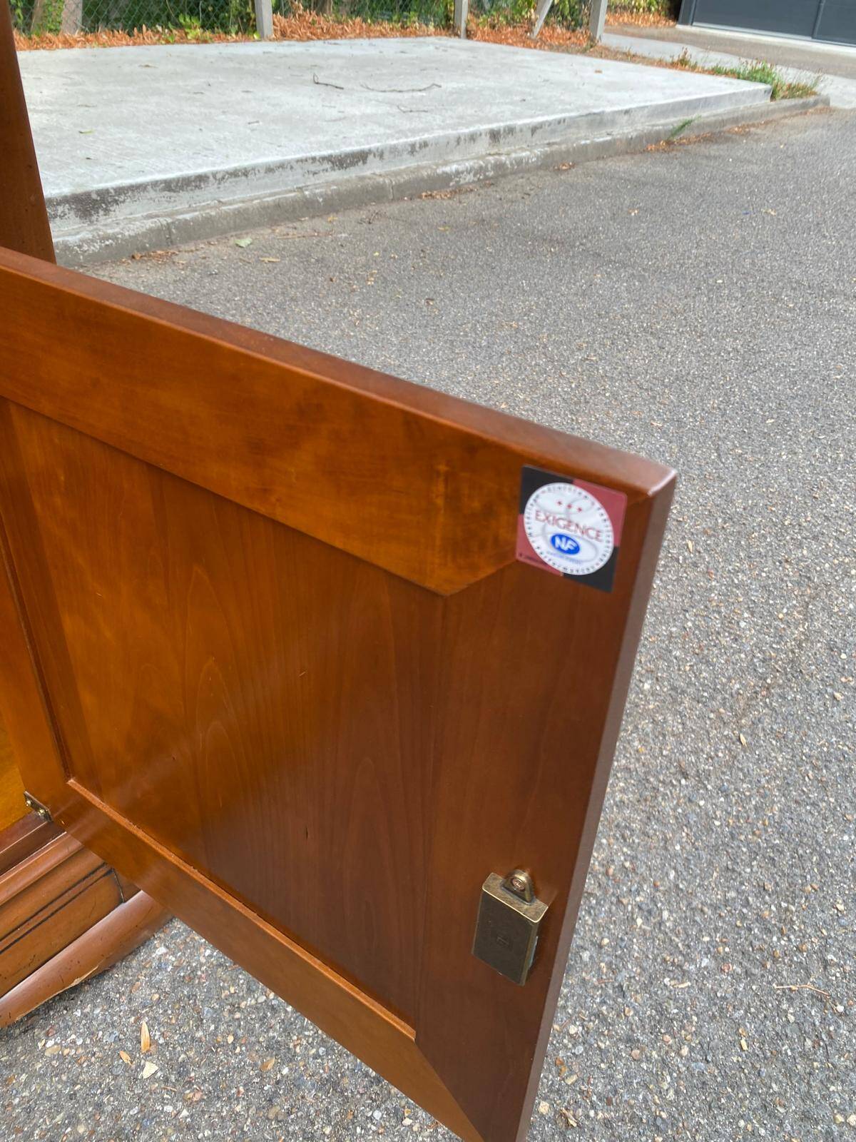 Armoire meuble tv bonnetière en merisier massif 80s