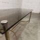 Gold brass coffee table with smoked glass 1970