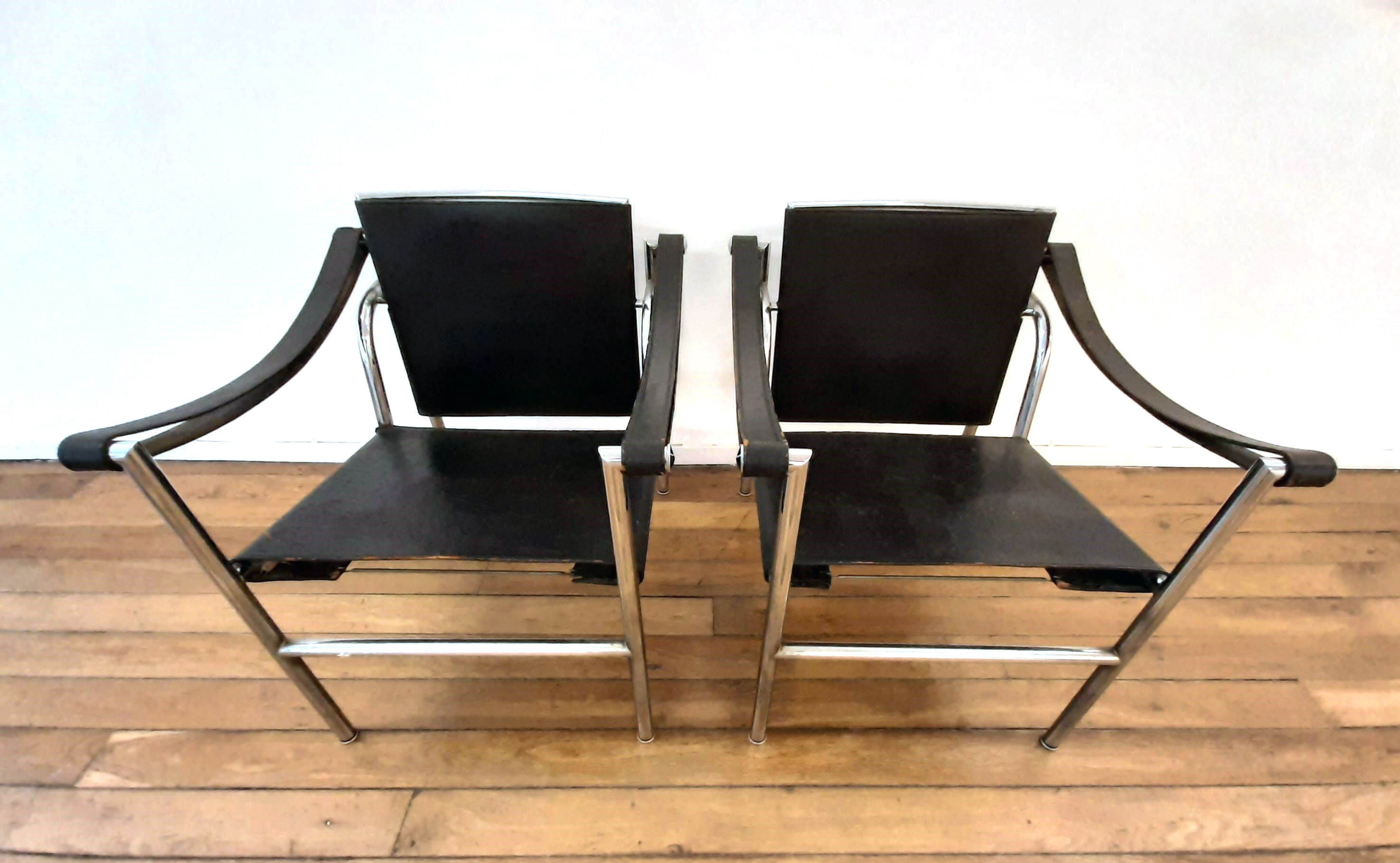 Le Corbusier, pair of LC1 armchairs