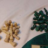 Vintage Complete Chess Set in Malachite and White Stone