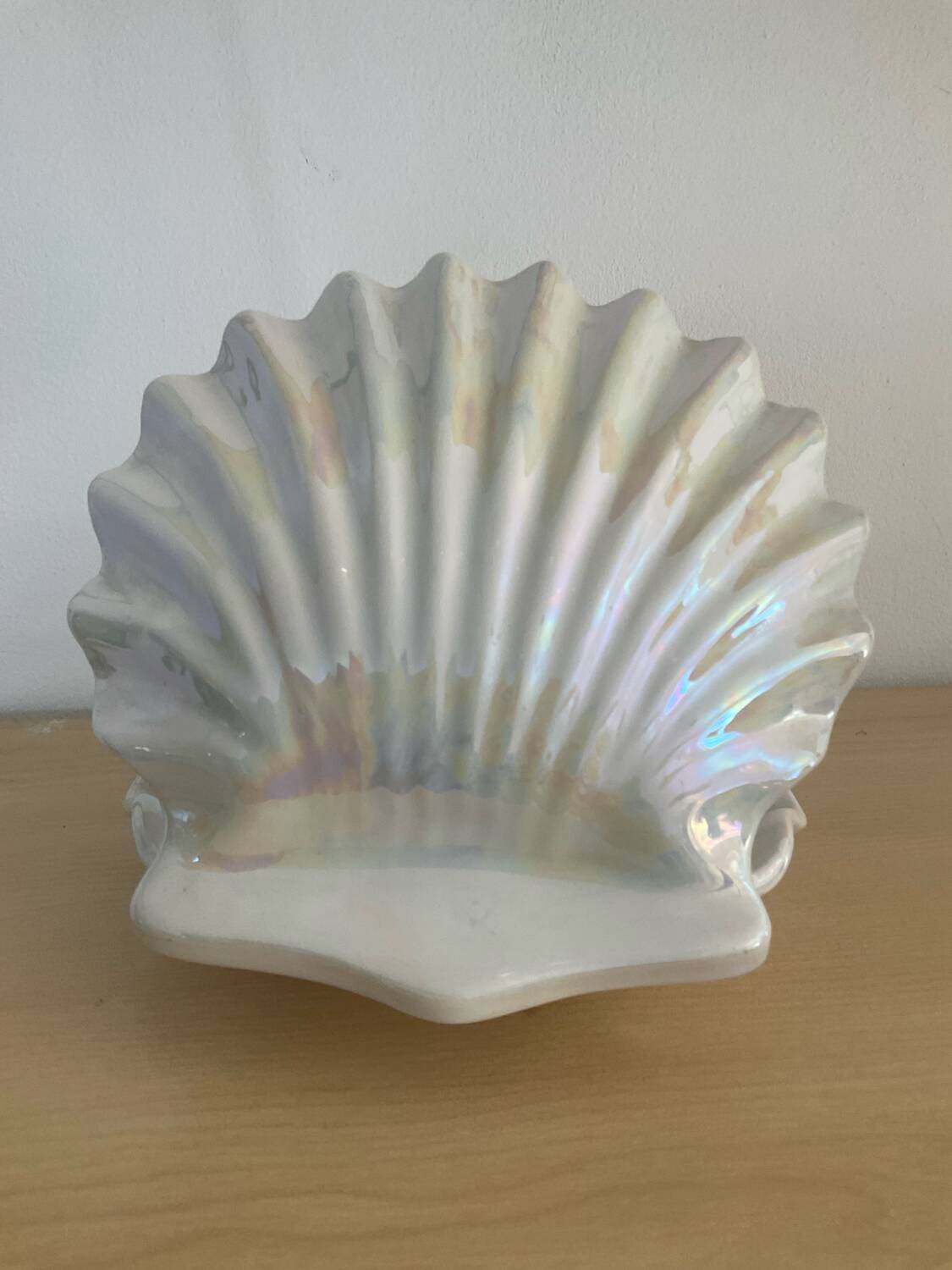 Vintage iridescent ceramic shell emptier
