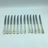 12 silver metal knives.