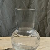 Ribbed glass ball vase