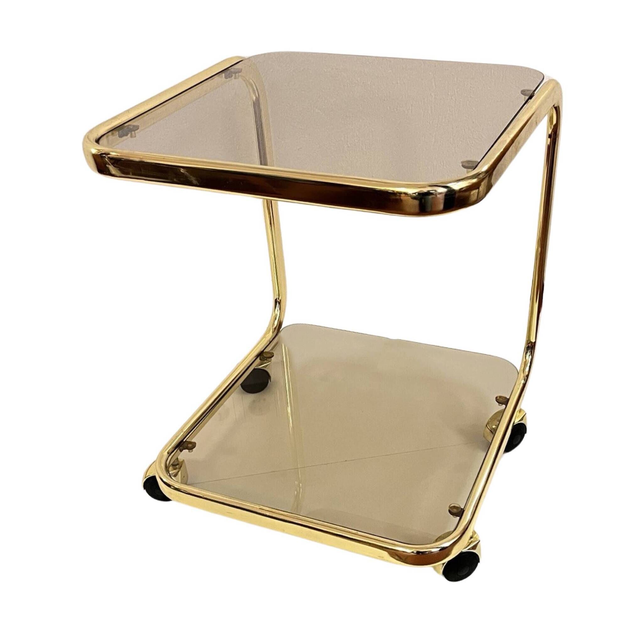 Glass mobile table | bar, Hollywood Regency style, Huwa-Spiegel, Germany 1970s