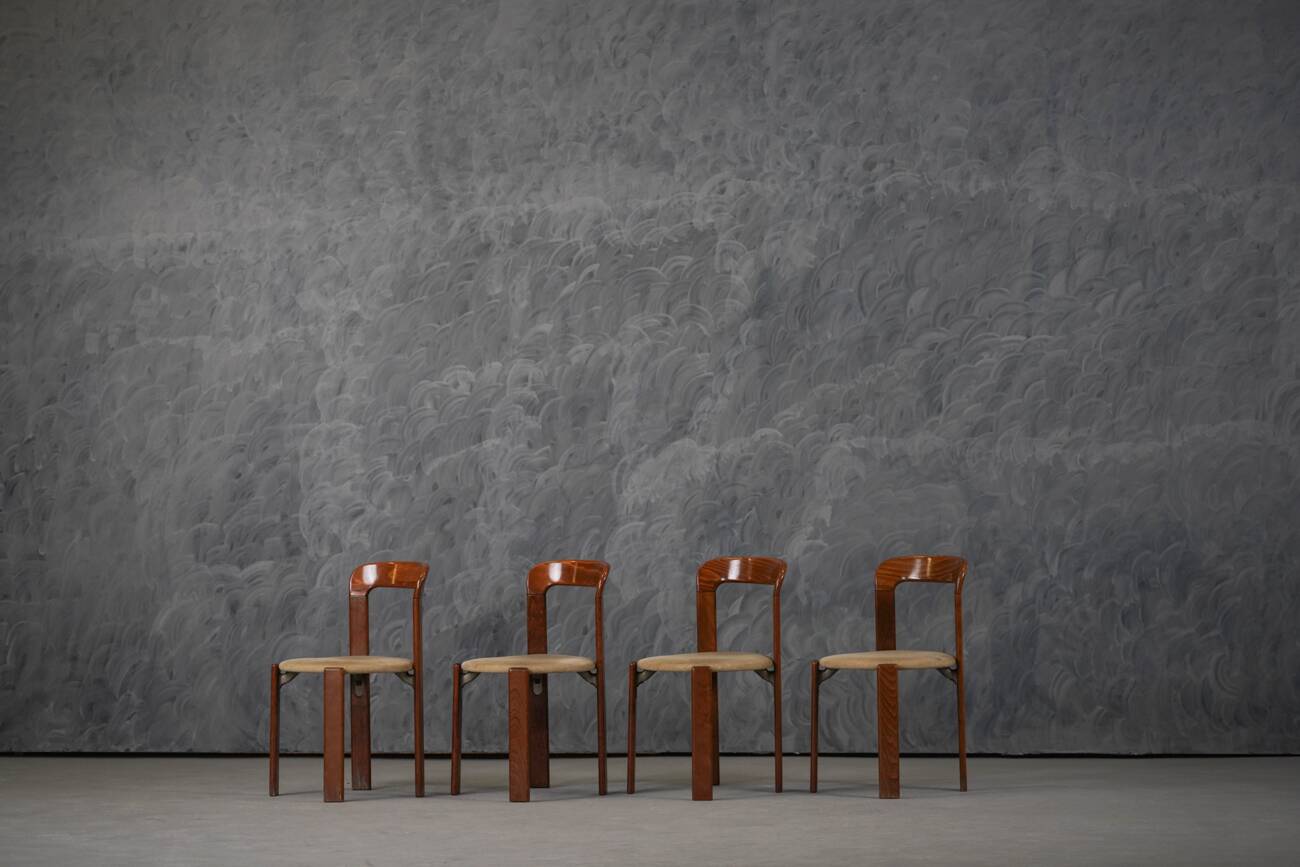 Vintage Hay Rey dining chairs by Bruno Rey for Kush Co, Switzerland 1970s set of 4
