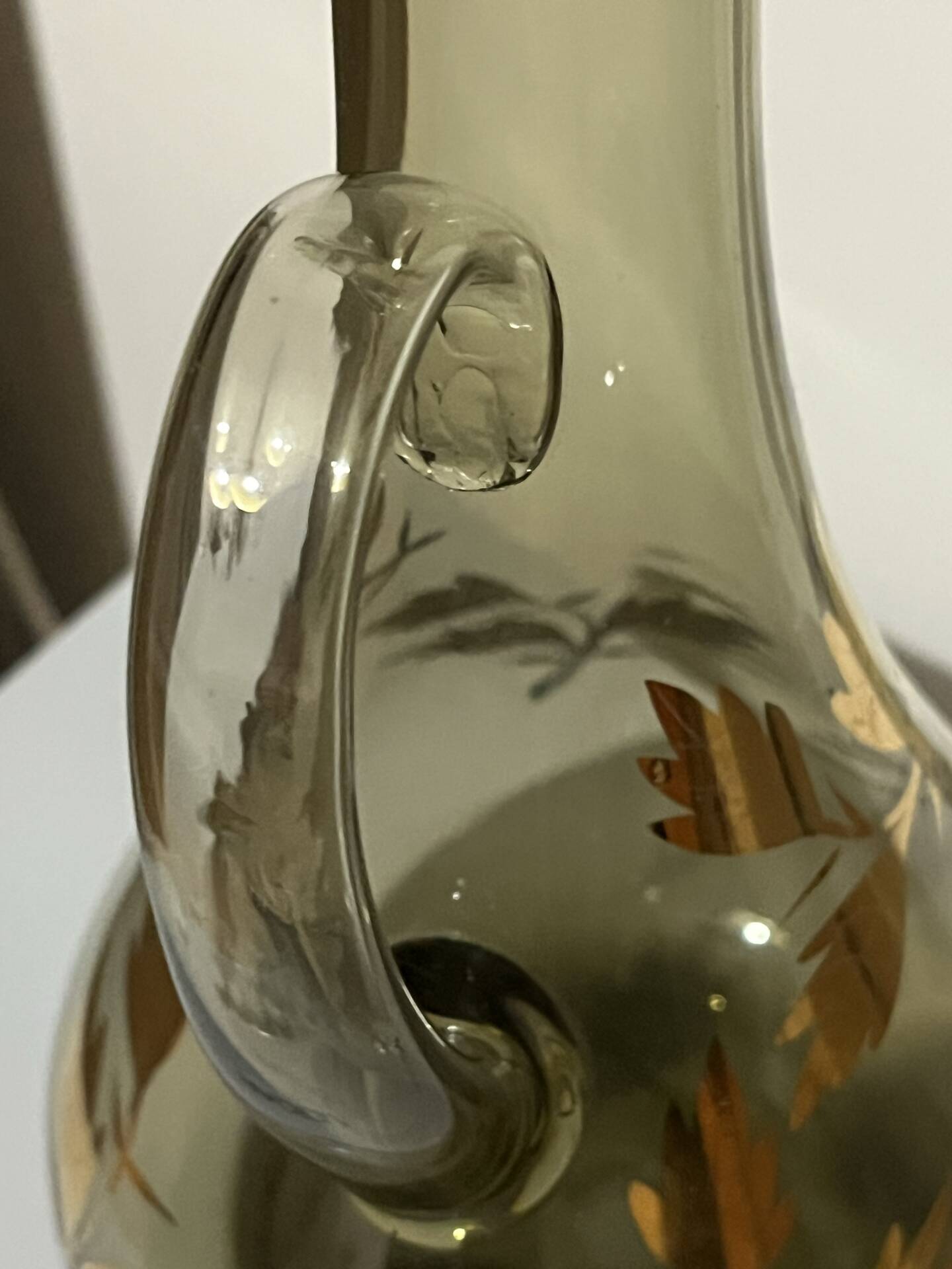 Vintage smoked glass jug / carafe with gilding – Vianne glassware