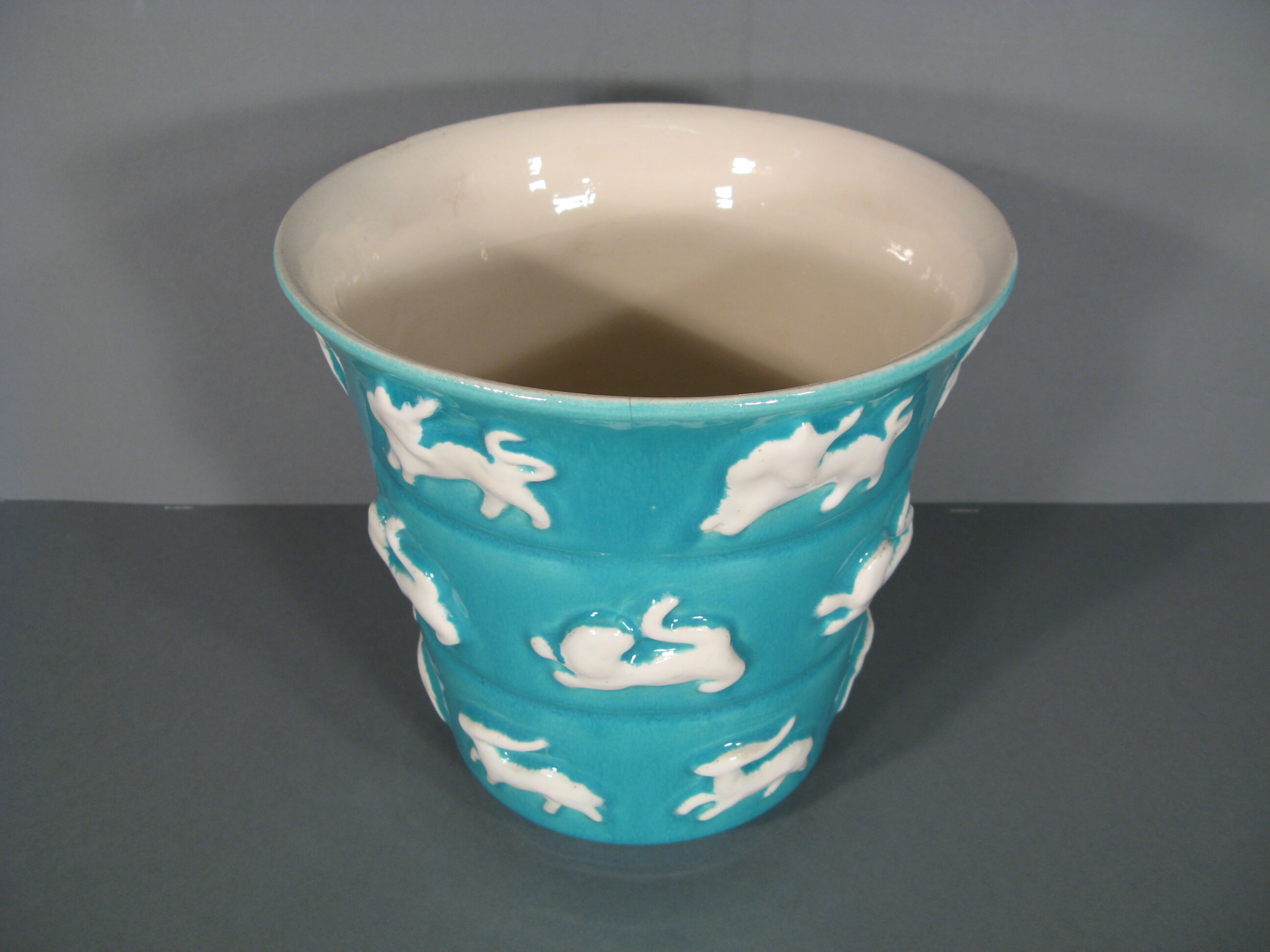 Old vintage ceramic vase 1960s décor signs of the zodiac astrology