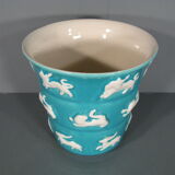 Old vintage ceramic vase 1960s décor signs of the zodiac astrology