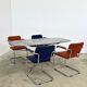 Pair of Marcel Breuer B64 Knoll armchairs in coral fabric