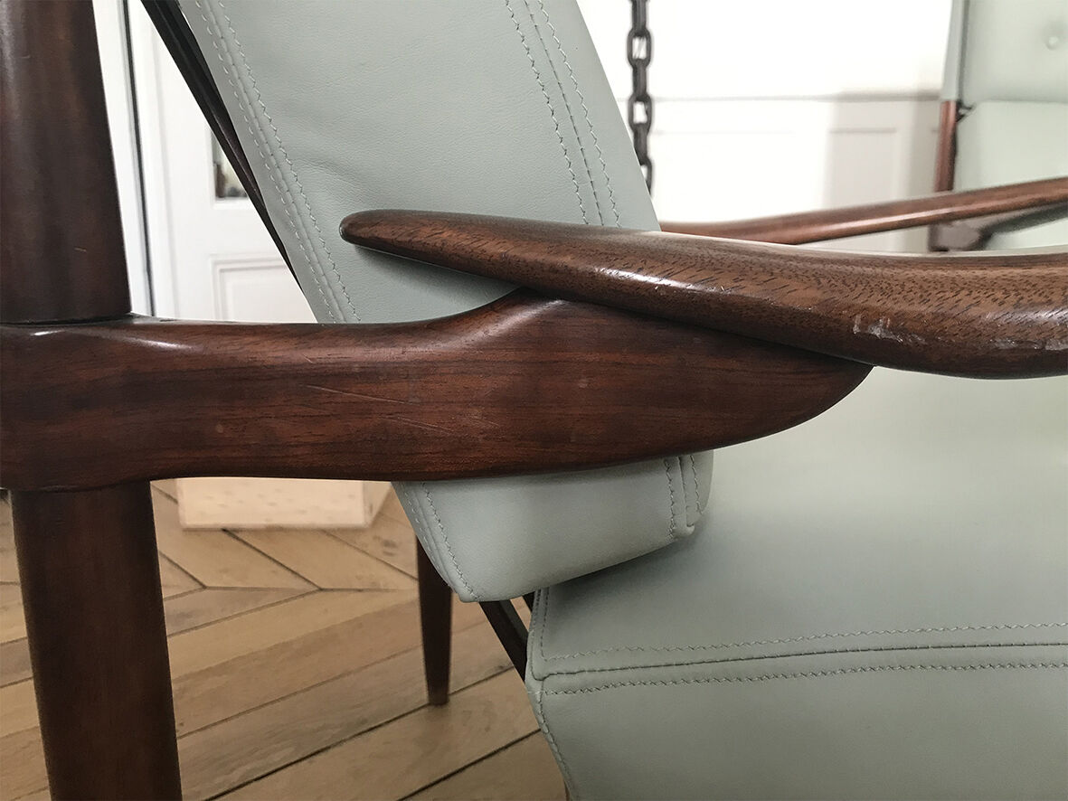 Walnut and leather living room set by beka 1960