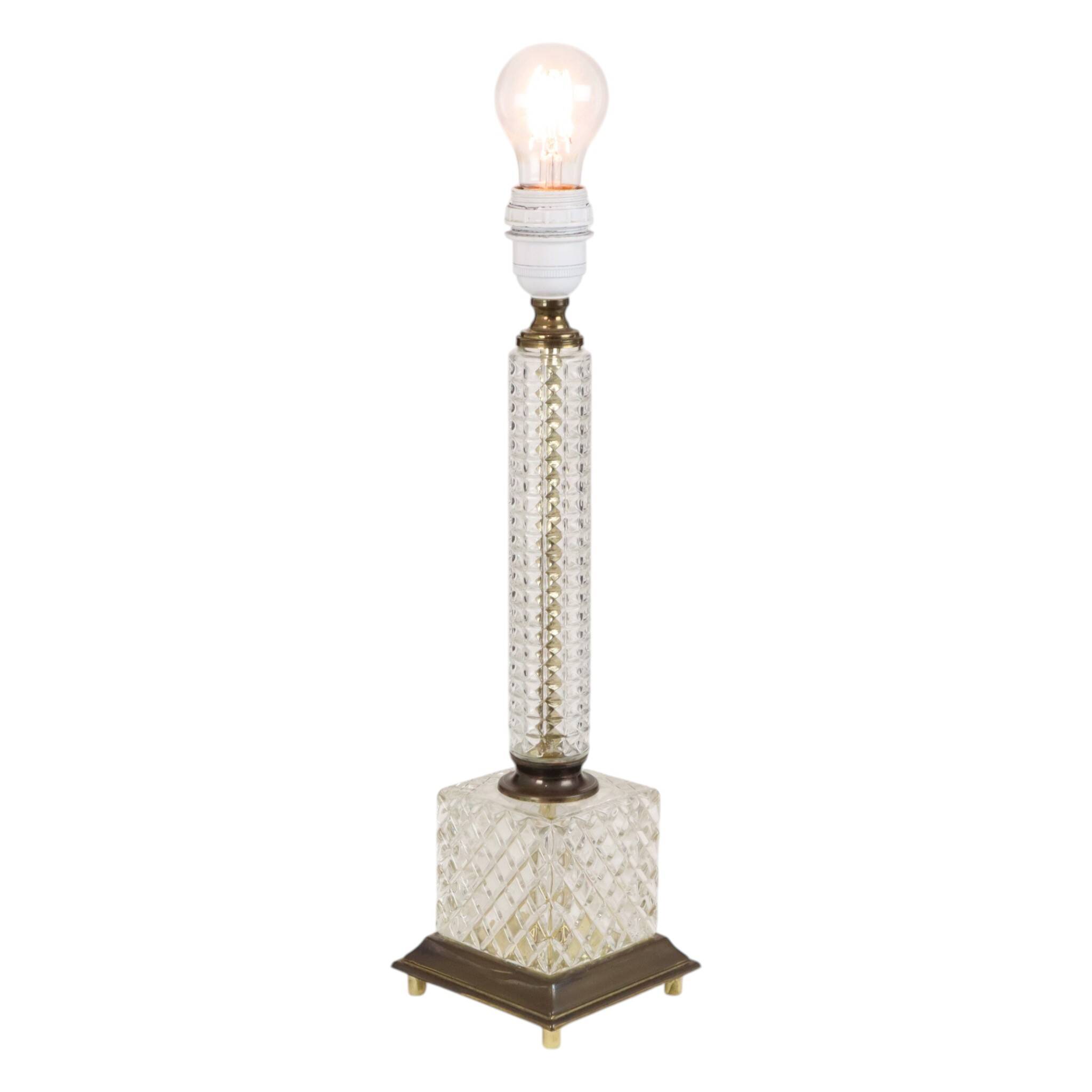 Vintage Classic Glass Table Lamp – Massive – 1980s