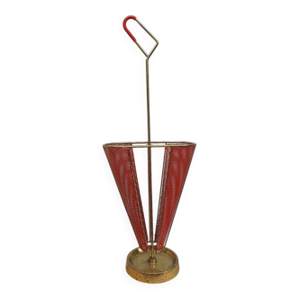 Perforated metal umbrella stand and scoubidou