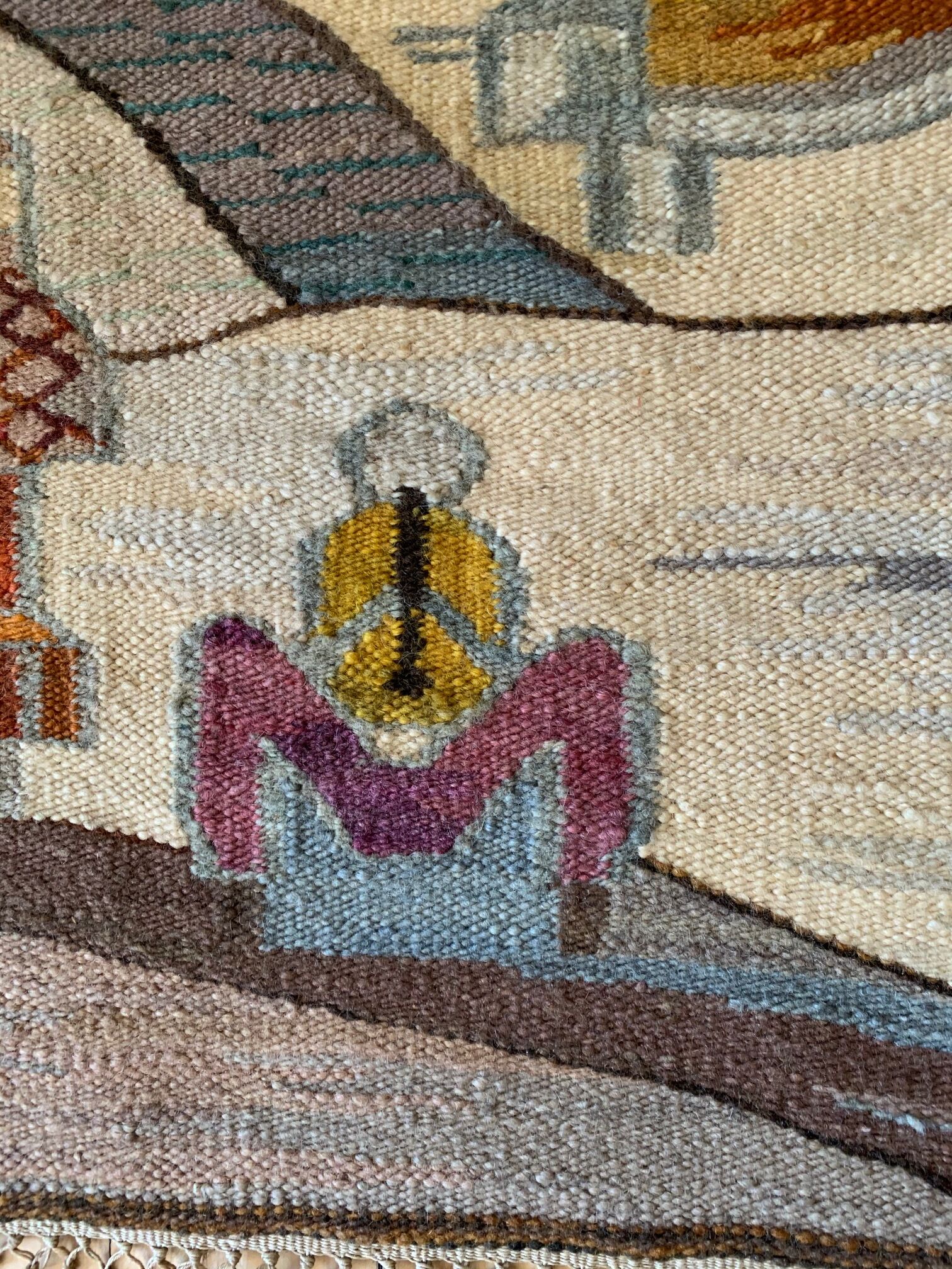 Tapestry "Buffalo" designed by Piotr Grabowski Cepelia 1978
